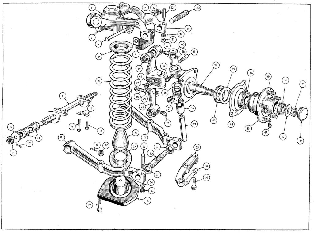 Exploded diagram of front suspension